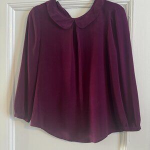 Cranberry Silk Peter Pan collar Madewell Shirt